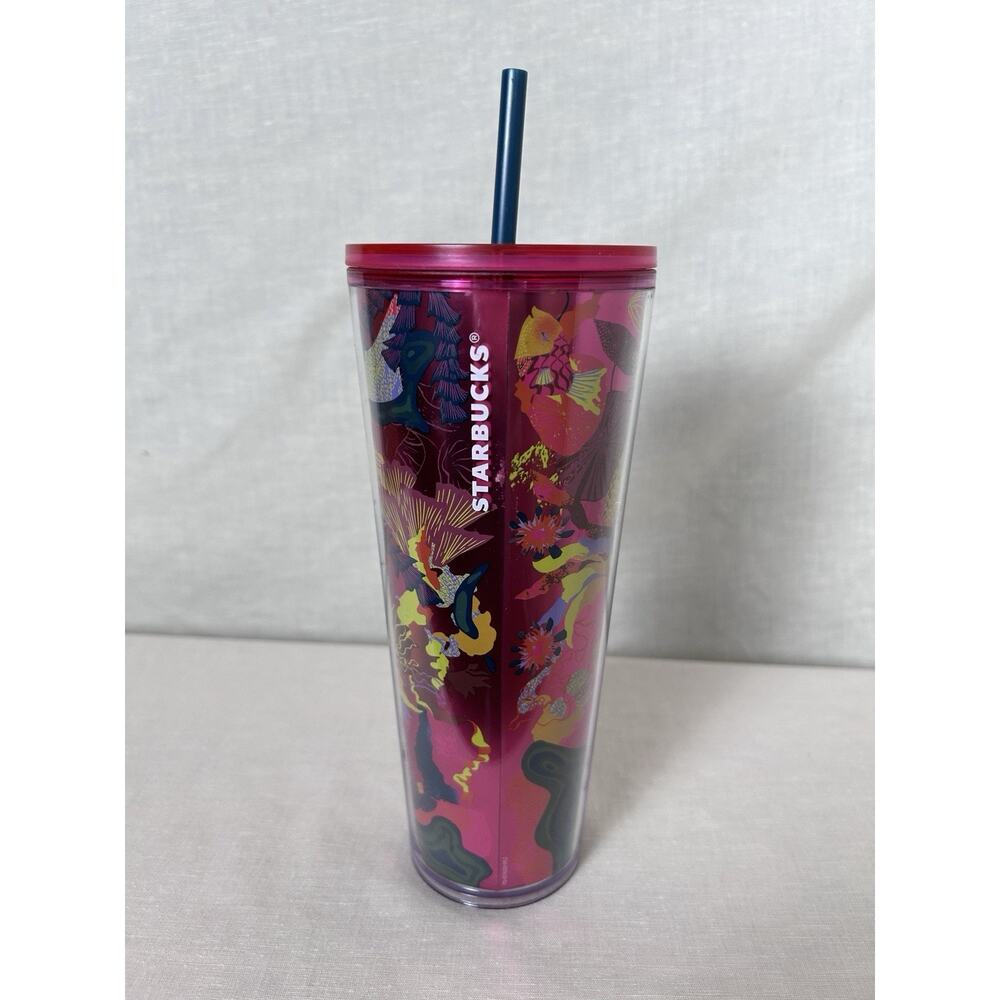 NWT Starbucks 2023 Ocean Forest Jellyfish 24oz Tumbler w/ Lid Coffee Tea Cup